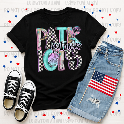 Faith Academy Patriots Patriots School Spirit Shirt | Retro Coquette Mascot Tee | Vintage Checkerboard School Pride T-Shirt