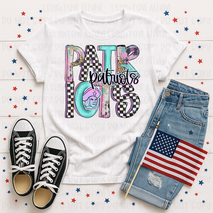 Faith Academy Patriots Patriots School Spirit Shirt | Retro Coquette Mascot Tee | Vintage Checkerboard School Pride T-Shirt