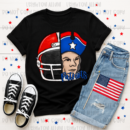 Faith Academy Patriots Patriots Football Spirit Shirt | Split Helmet Mascot Tee | School Pride Game Day T-Shirt