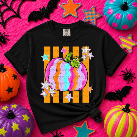 Colorful Pumpkin Shirt, Groovy Halloween Shirt, Cute Halloween Tee, Comfort Colors Fall Shirt, Pink Pumpkin Shirt, Trendy Halloween Tee