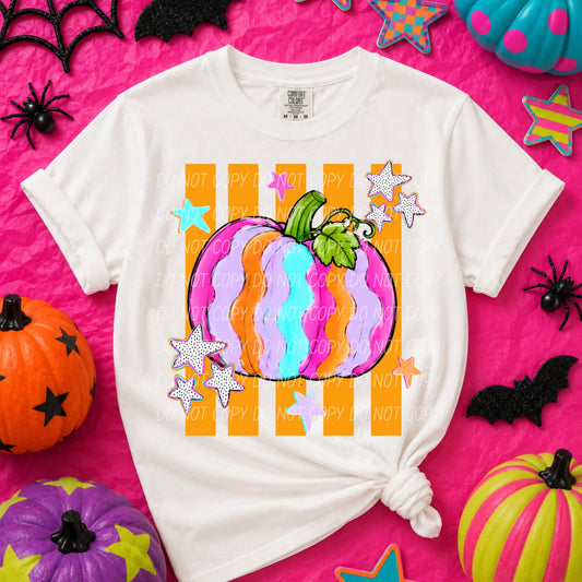Colorful Pumpkin Shirt, Groovy Halloween Shirt, Cute Halloween Tee, Comfort Colors Fall Shirt, Pink Pumpkin Shirt, Trendy Halloween Tee