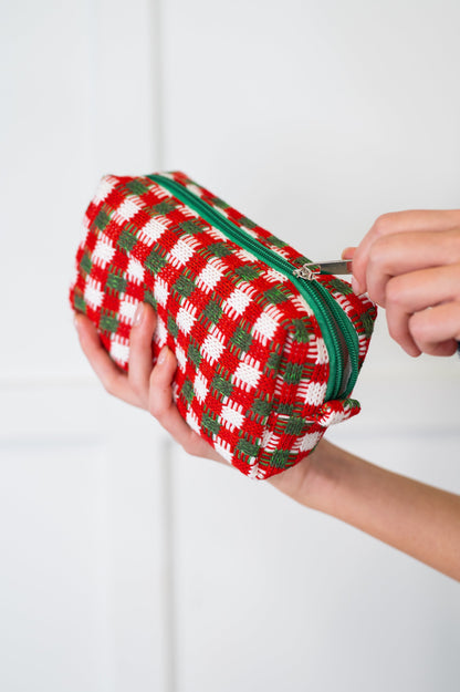 Jolly Holiday Textured Woven Zip Bag