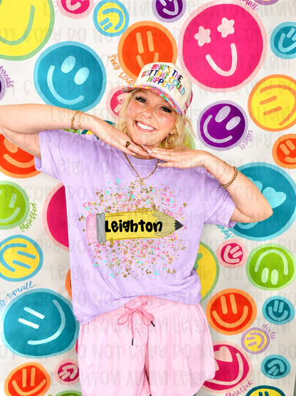 Personalized Pencil Name Shirt | Custom Teacher Shirt | Back to School Tee | Custom Student Shirt | Teacher Gift | School Staff Shirt