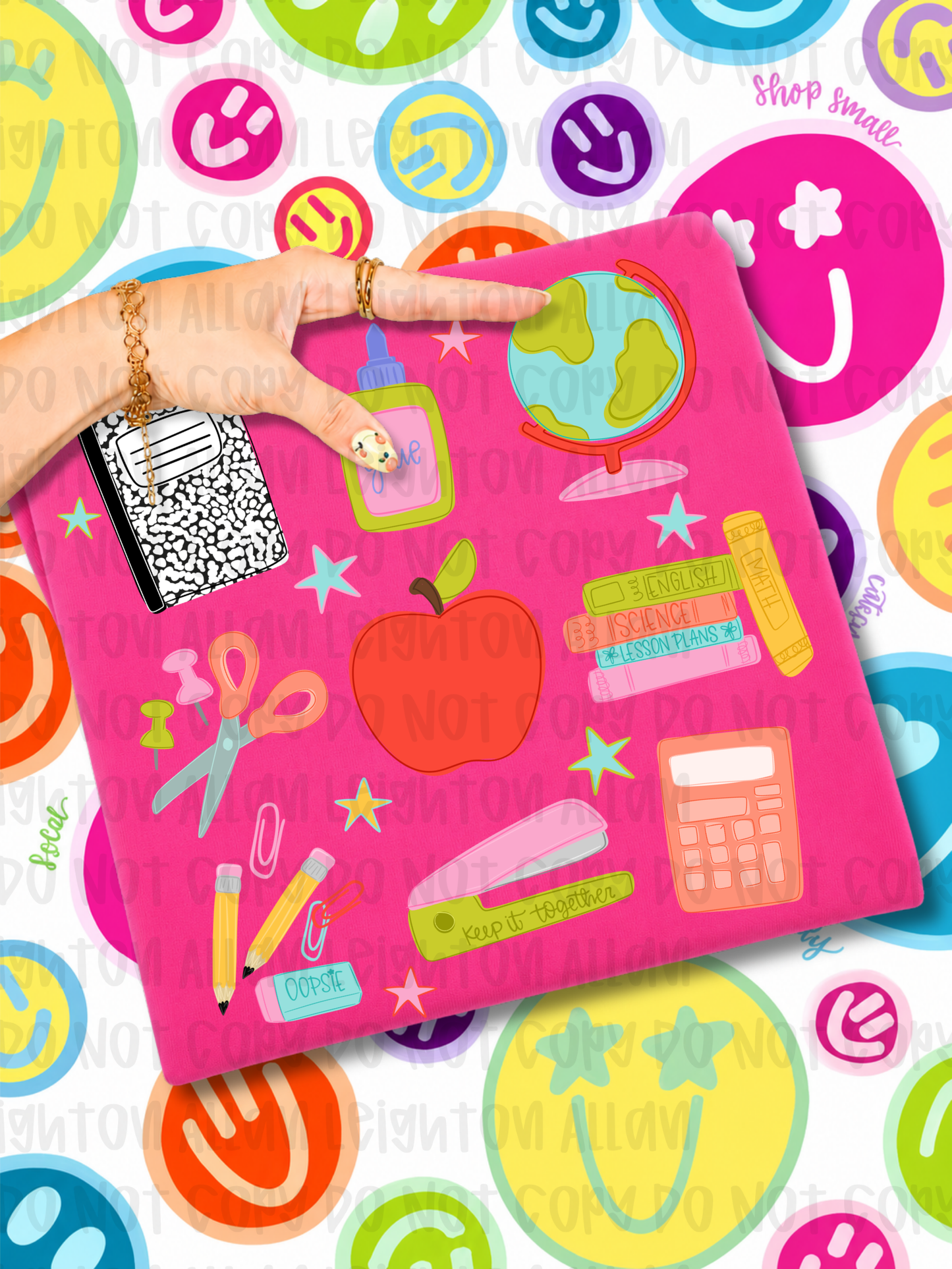Teacher Essentials Graphic Tee | Colorful School Supplies Teacher Shirt | Back to School Teacher Tee Gift for Educators