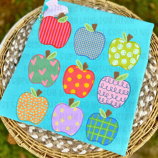 Patterned Apple Teacher Graphic Tee | Colorful Back to School Teacher Shirt
