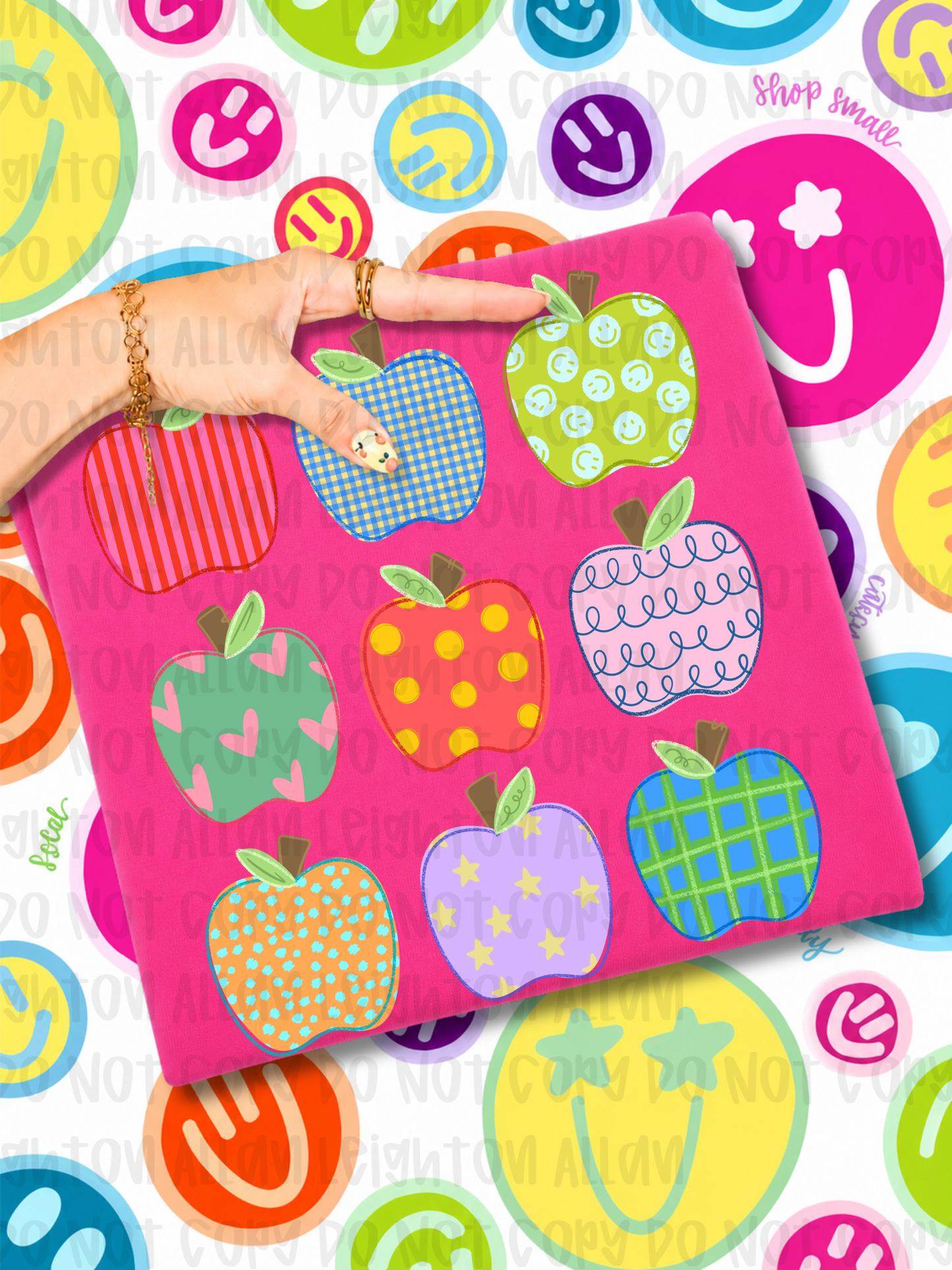 Patterned Apple Teacher Graphic Tee | Colorful Back to School Teacher Shirt