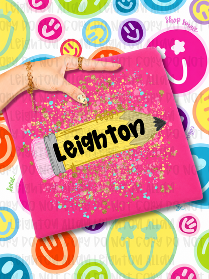 Personalized Pencil Name Shirt | Custom Teacher Shirt | Back to School Tee | Custom Student Shirt | Teacher Gift | School Staff Shirt