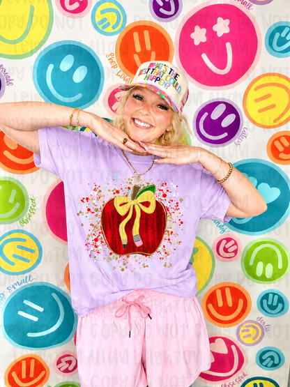 Teacher Apple Pencil Bow Shirt | Cute Teacher Graphic Tee | Back to School Shirt | Teacher Appreciation Gift | Classroom Style Tee 🍎✏️🎀