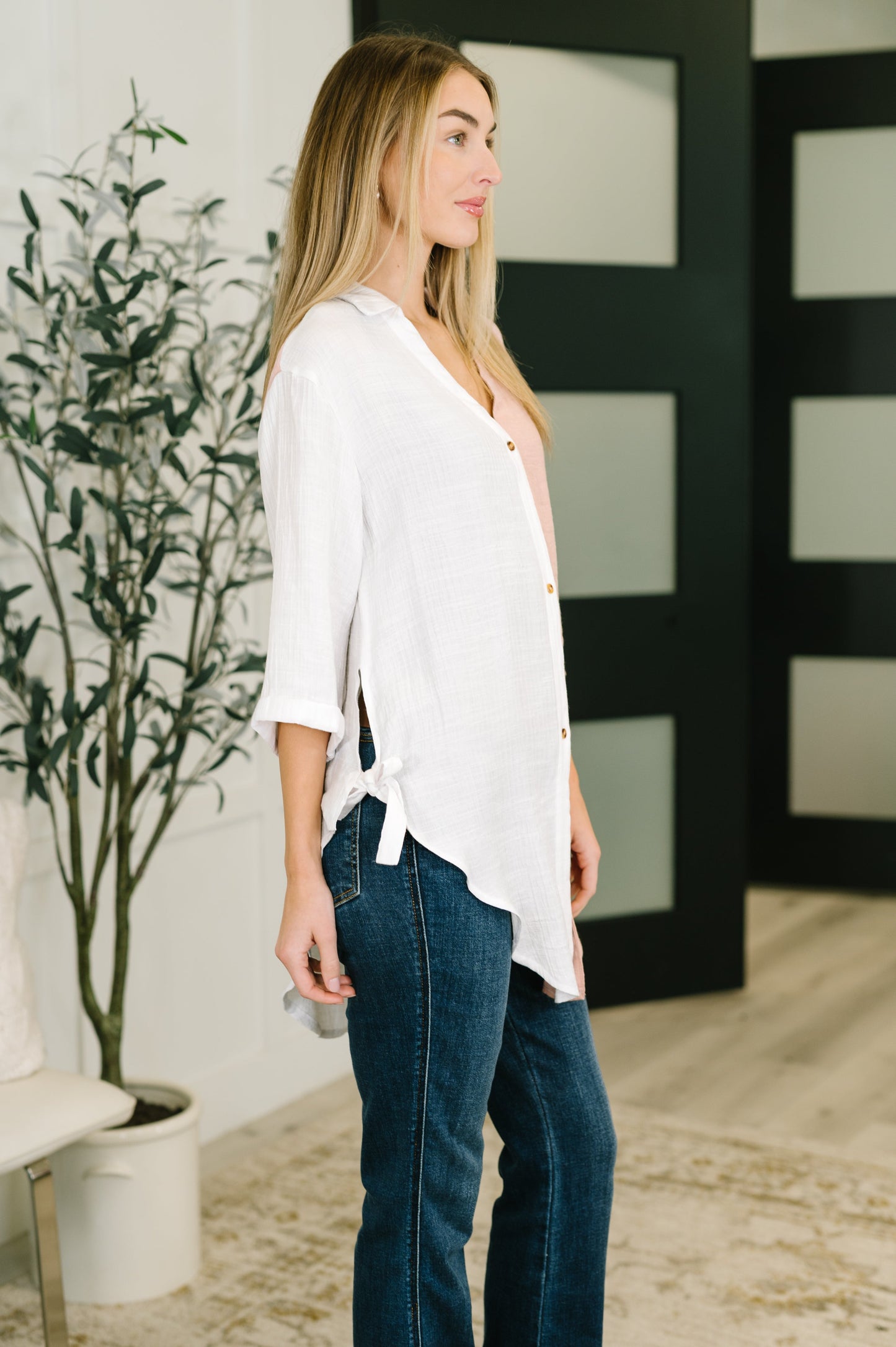 Like You Do Dual Toned Button Down