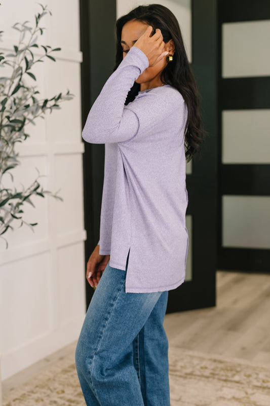 Mellow Mood Heathered Pullover in Lavender
