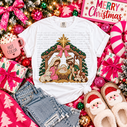 Nativity Faux Embroidery Tshirt