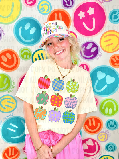 Patterned Apple Teacher Graphic Tee | Colorful Back to School Teacher Shirt