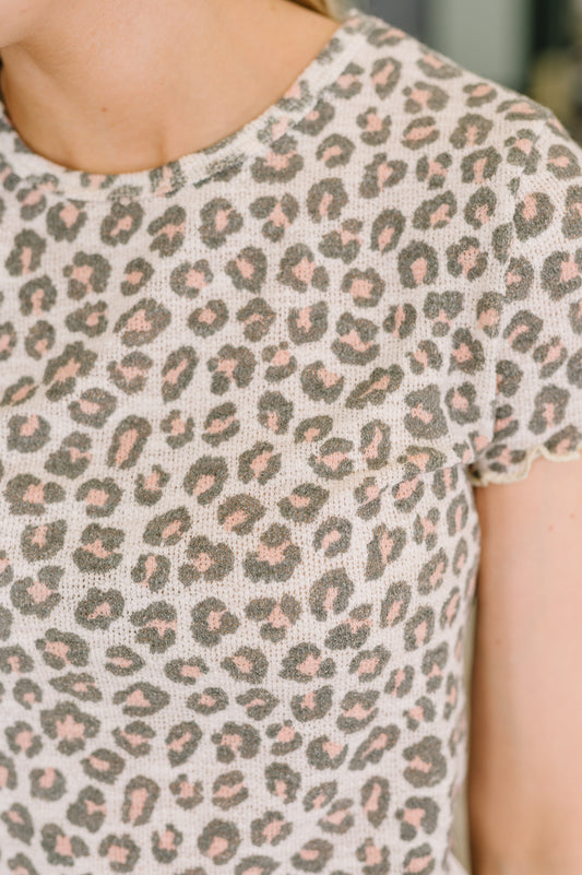 Purrfectly Wild Round Neck Knit Top