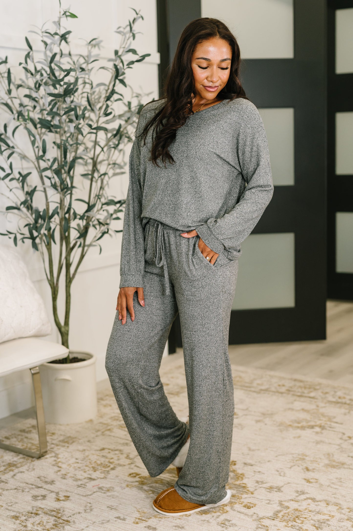 Seasonal Snooze Top and Bottom Set in Black