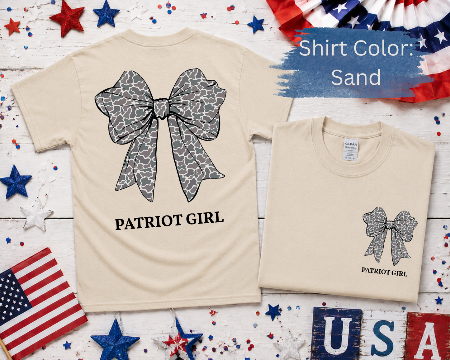 Patriot Girl Camo Bow Spirit Shirt