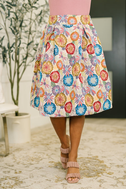 Sound Mind Floral Midi Skirt