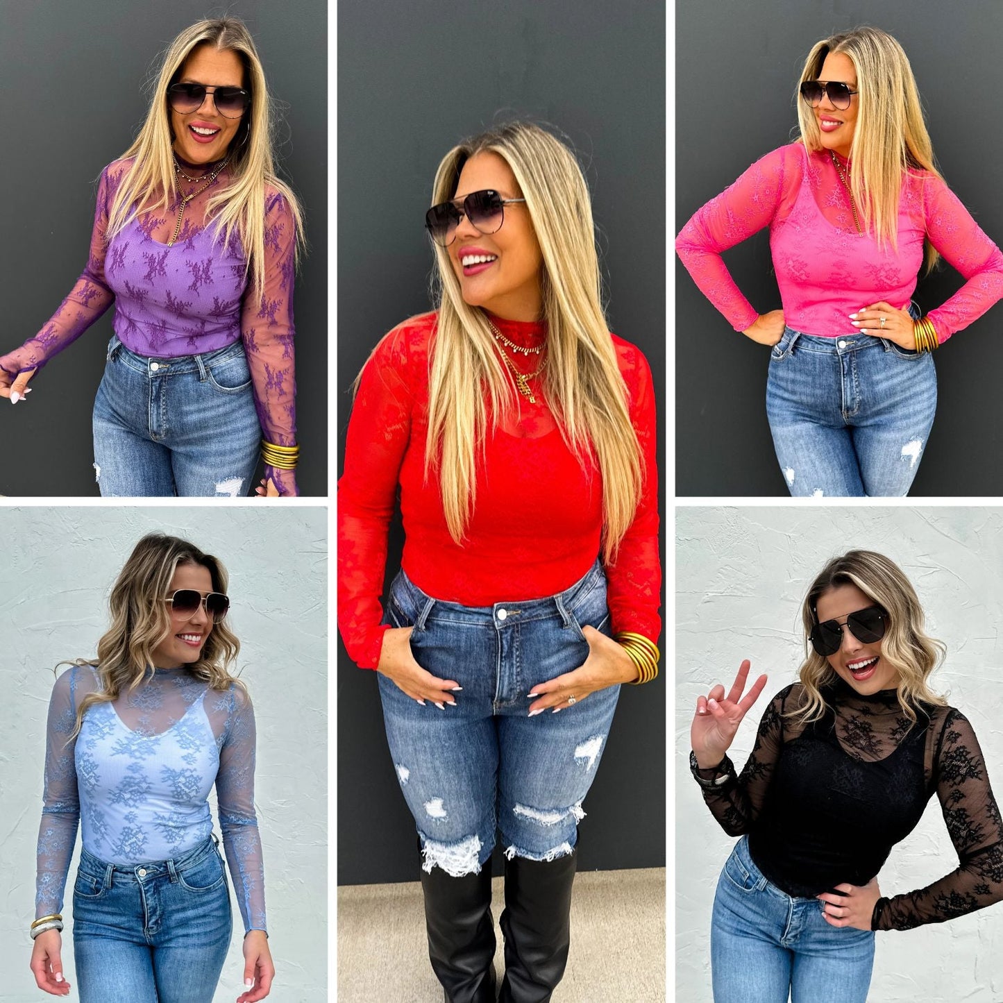 Valentine Roxy Lace Top in Five Colors
