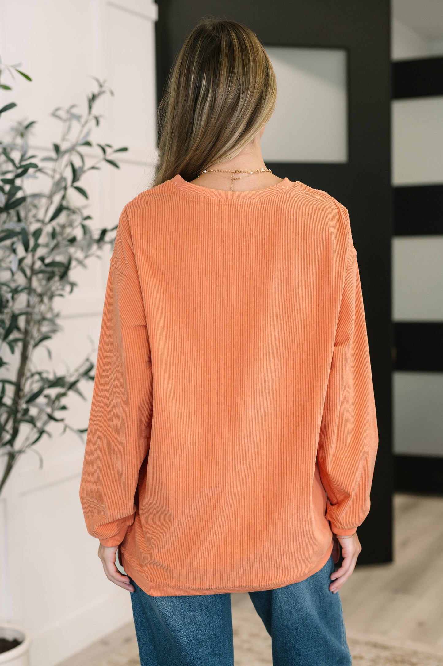 Taking A Drive Oversized Corded Sweatshirt