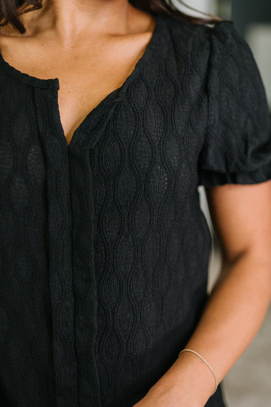 To Call My Own Textured Blouse in Black