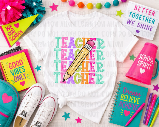 Teacher stacked pencil Shirt | Back to School Shirt | Teacher Shirt | First Day of School Tee | Teacher gift | Teacher Appreciation