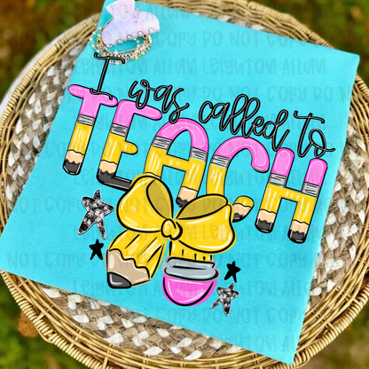 🍎 I Was Called to Teach Teacher Shirt | Back to School Teacher Tee | Cute Pencil Bow Graphic Tee | Teacher Appreciation Gift