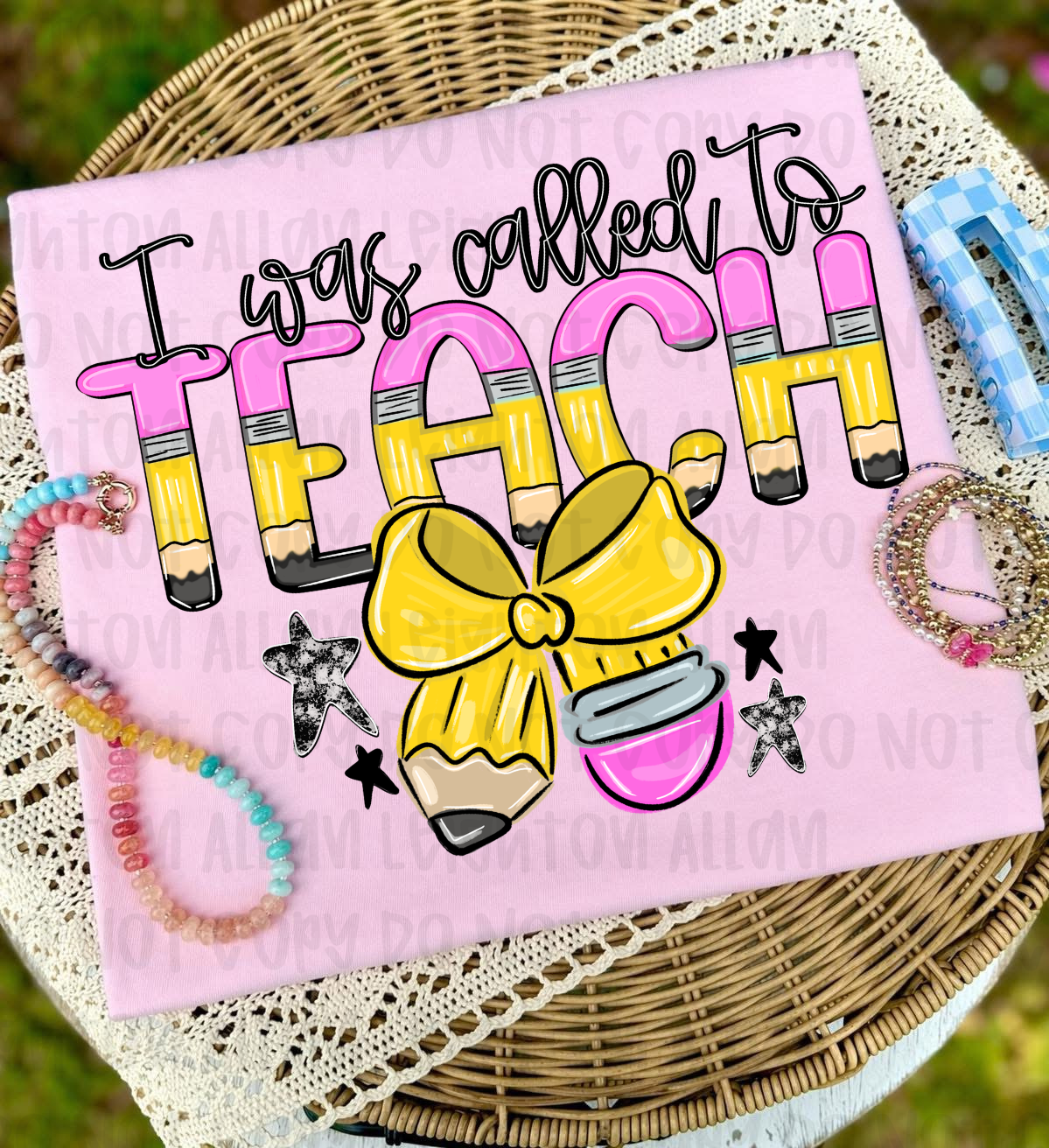 🍎 I Was Called to Teach Teacher Shirt | Back to School Teacher Tee | Cute Pencil Bow Graphic Tee | Teacher Appreciation Gift