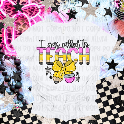 🍎 I Was Called to Teach Teacher Shirt | Back to School Teacher Tee | Cute Pencil Bow Graphic Tee | Teacher Appreciation Gift