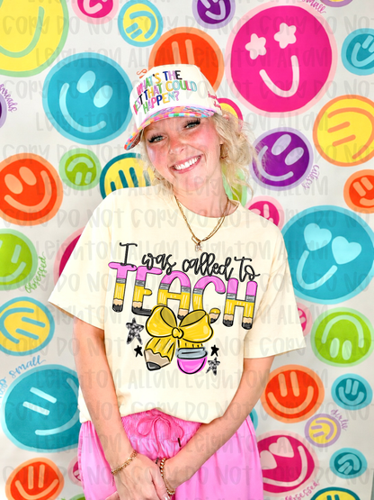 🍎 I Was Called to Teach Teacher Shirt | Back to School Teacher Tee | Cute Pencil Bow Graphic Tee | Teacher Appreciation Gift