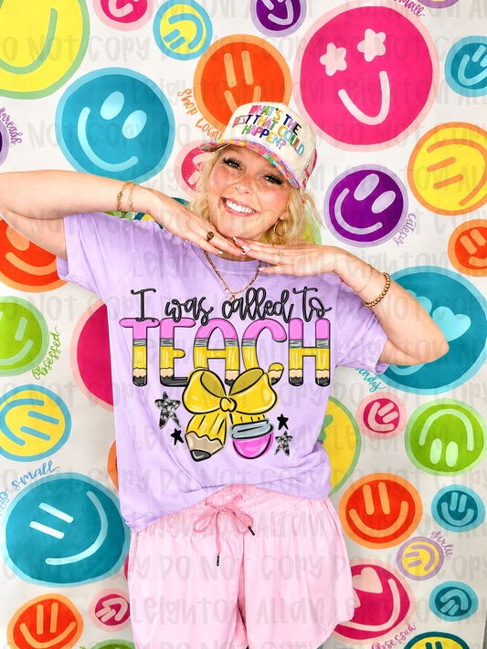 🍎 I Was Called to Teach Teacher Shirt | Back to School Teacher Tee | Cute Pencil Bow Graphic Tee | Teacher Appreciation Gift