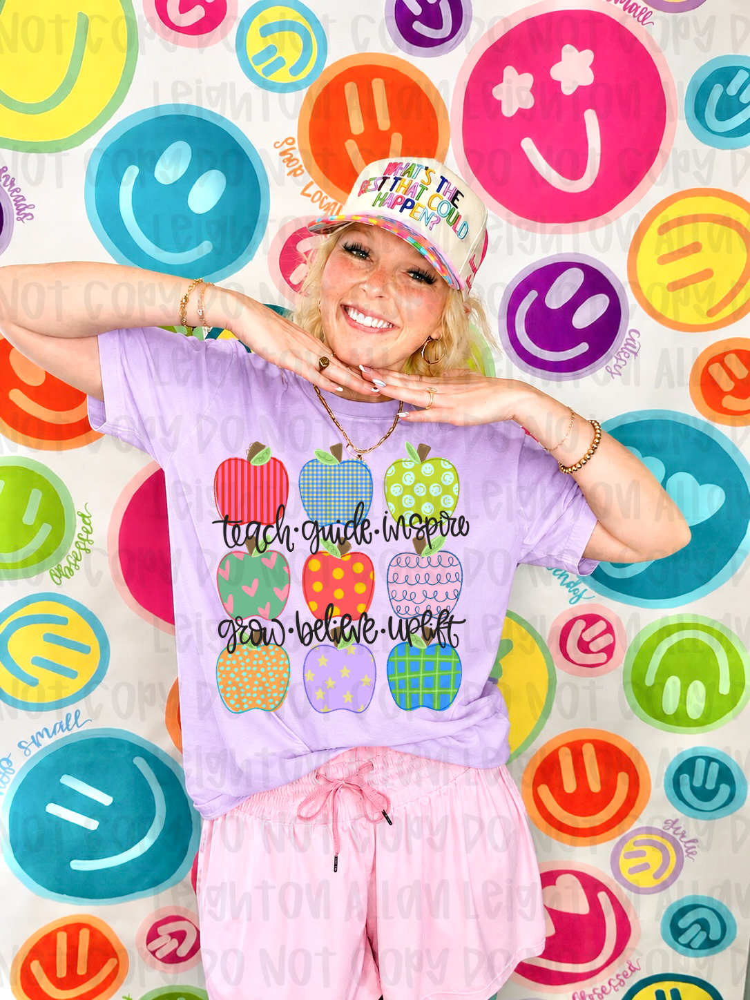 Teach Guide Inspire Teacher Apple Graphic Tee | Colorful Back to School Shirt