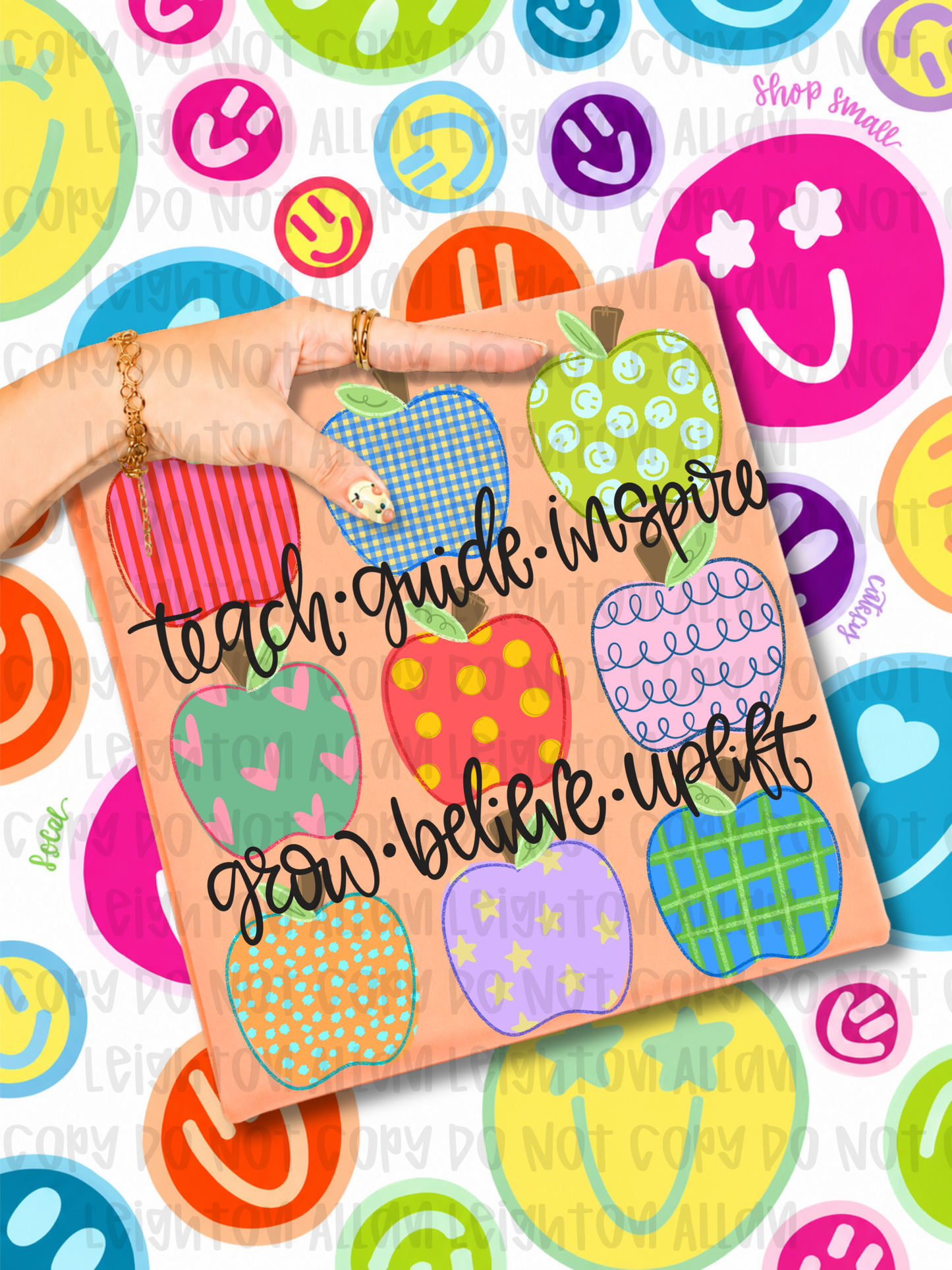 Teach Guide Inspire Teacher Apple Graphic Tee | Colorful Back to School Shirt