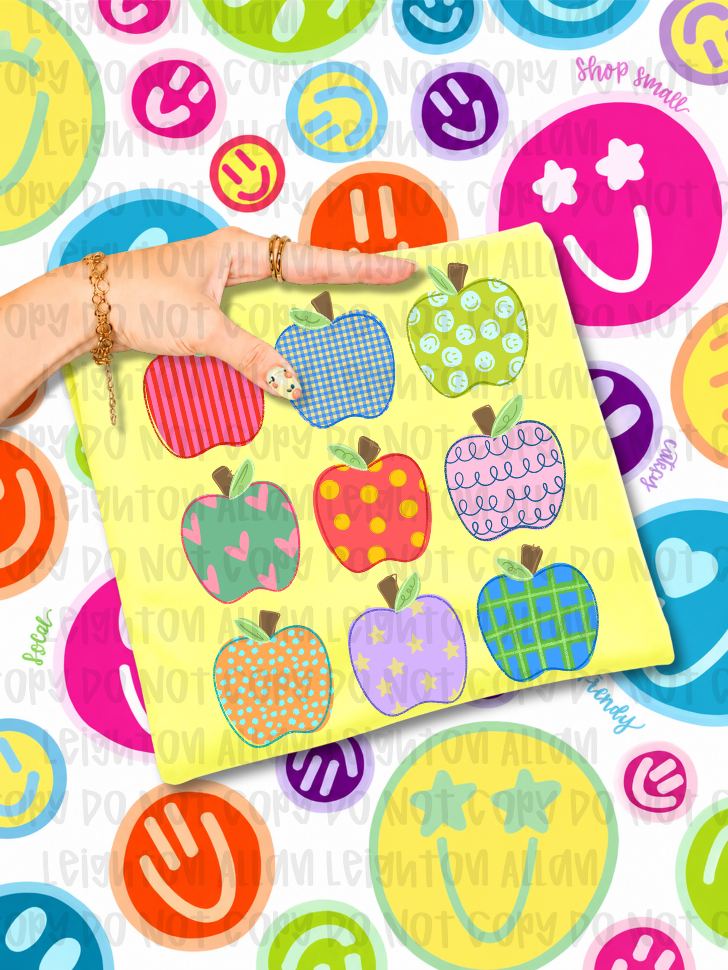 Patterned Apple Teacher Graphic Tee | Colorful Back to School Teacher Shirt