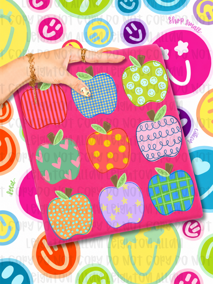 Patterned Apple Teacher Graphic Tee | Colorful Back to School Teacher Shirt