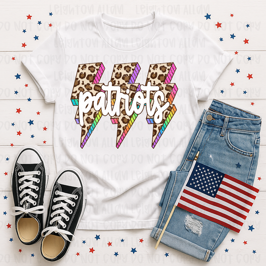 Patriots Leopard Print Lightning Bolt Spirit Shirt