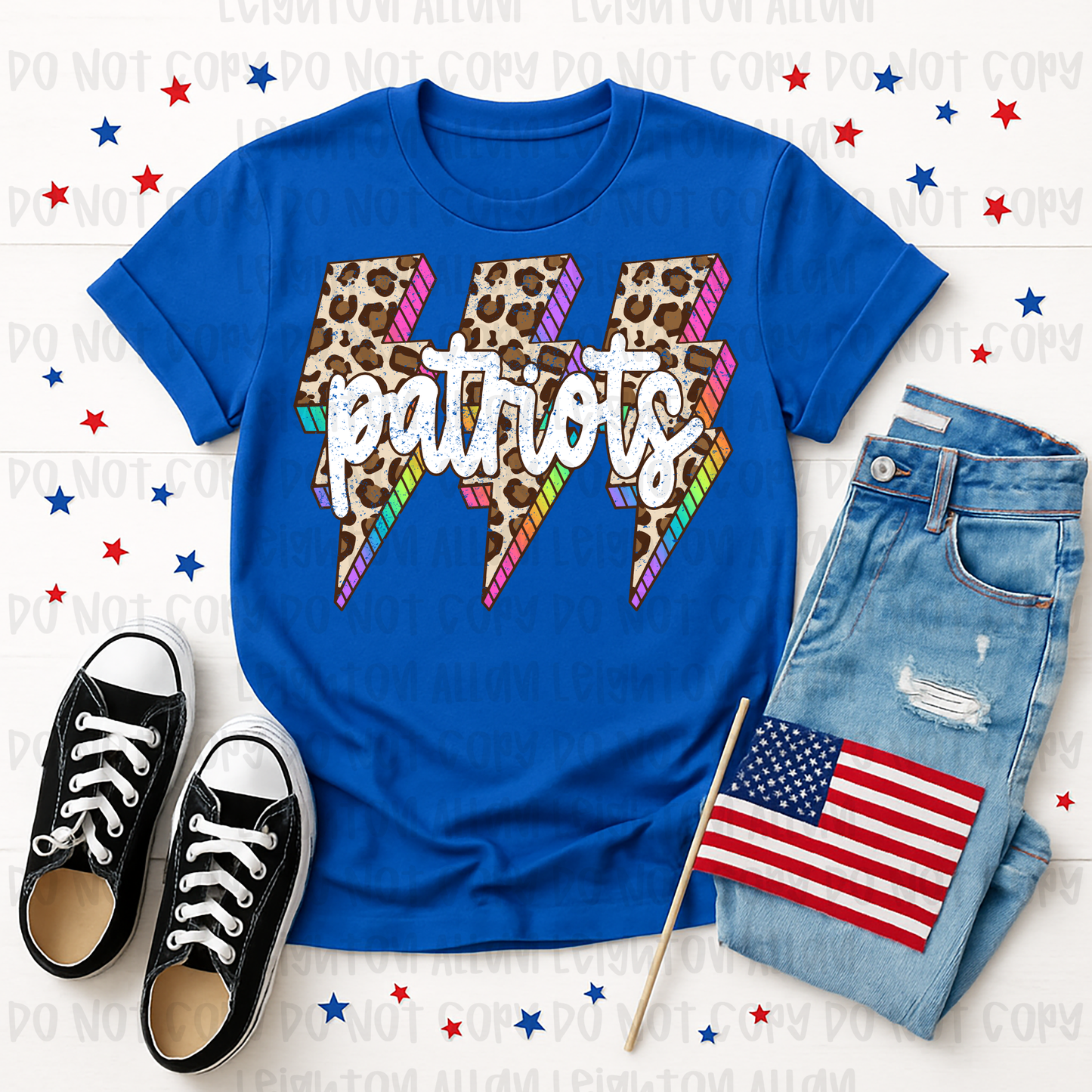Patriots Leopard Print Lightning Bolt Spirit Shirt