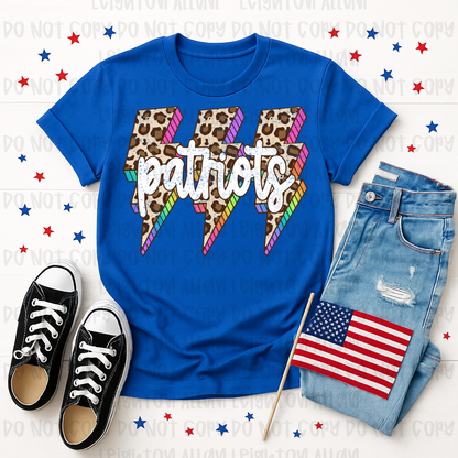 Patriots Leopard Print Lightning Bolt Spirit Shirt