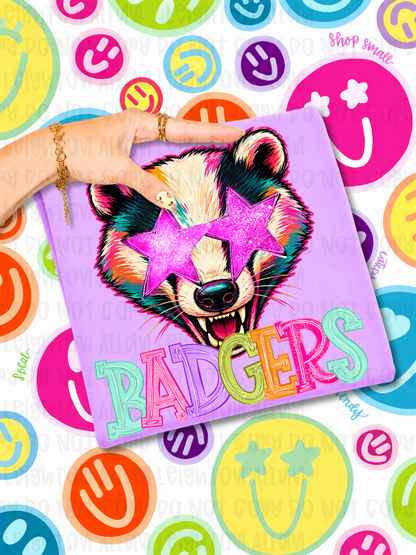 Neon Badgers Mascot Spirit Wear Tshirt