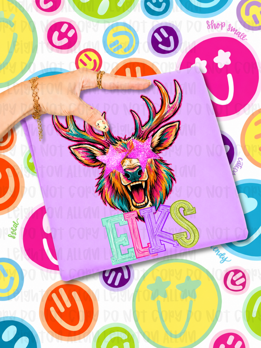 Neon Elks Mascot Spirit Wear Tshirt