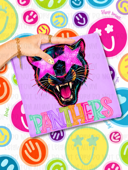 Neon Panthers Mascot Spirit Wear Tshirt