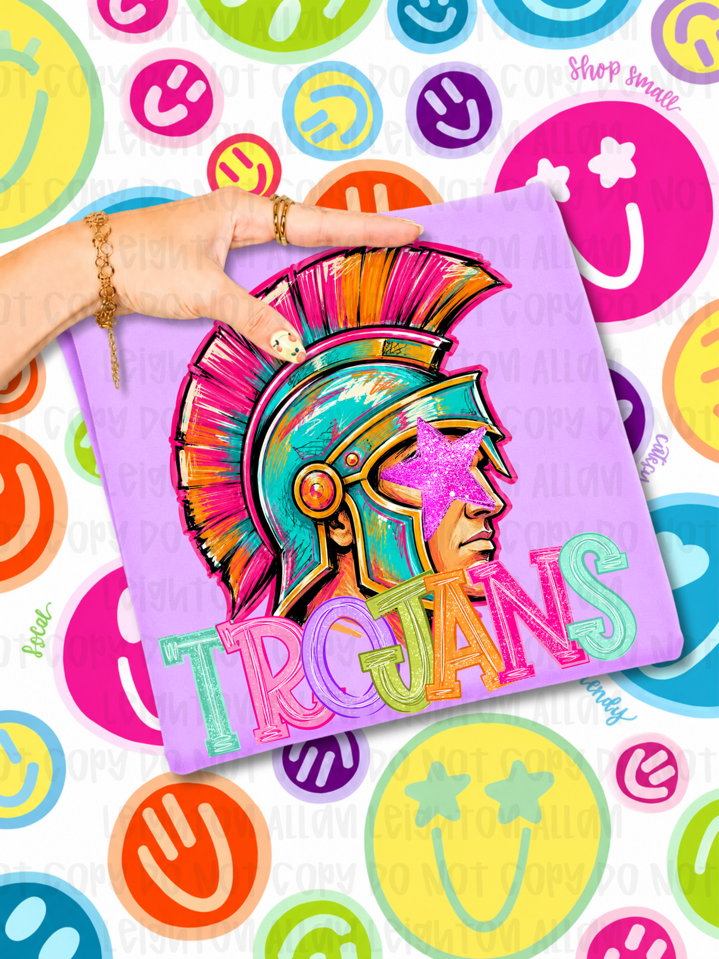 Neon Trojans Mascot Spirit Wear Tshirt
