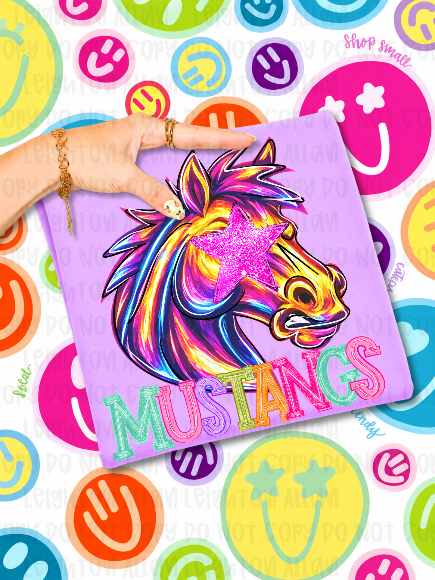 Neon Mustangs Mascot Spirit Wear Tshirt