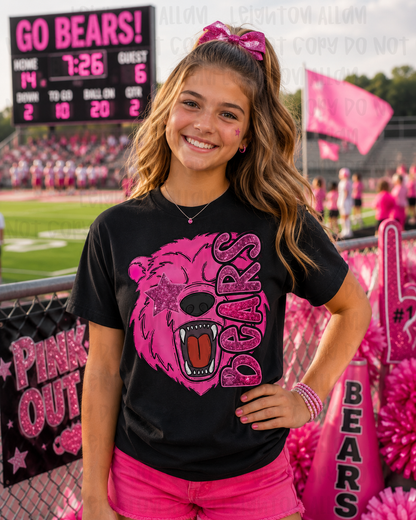 Pink Out Bears Mascot Spirit Wear Tshirt