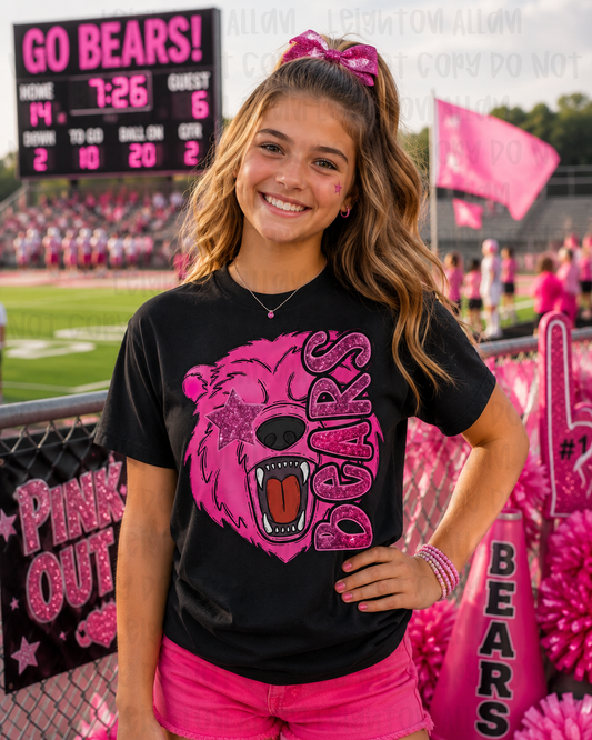 Pink Out Bears Mascot Spirit Wear Tshirt