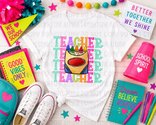 Teacher stacked crayon Shirt | Back to School Shirt | Teacher Shirt | First Day of School Tee | Teacher gift | Teacher Appreciation (Copy)
