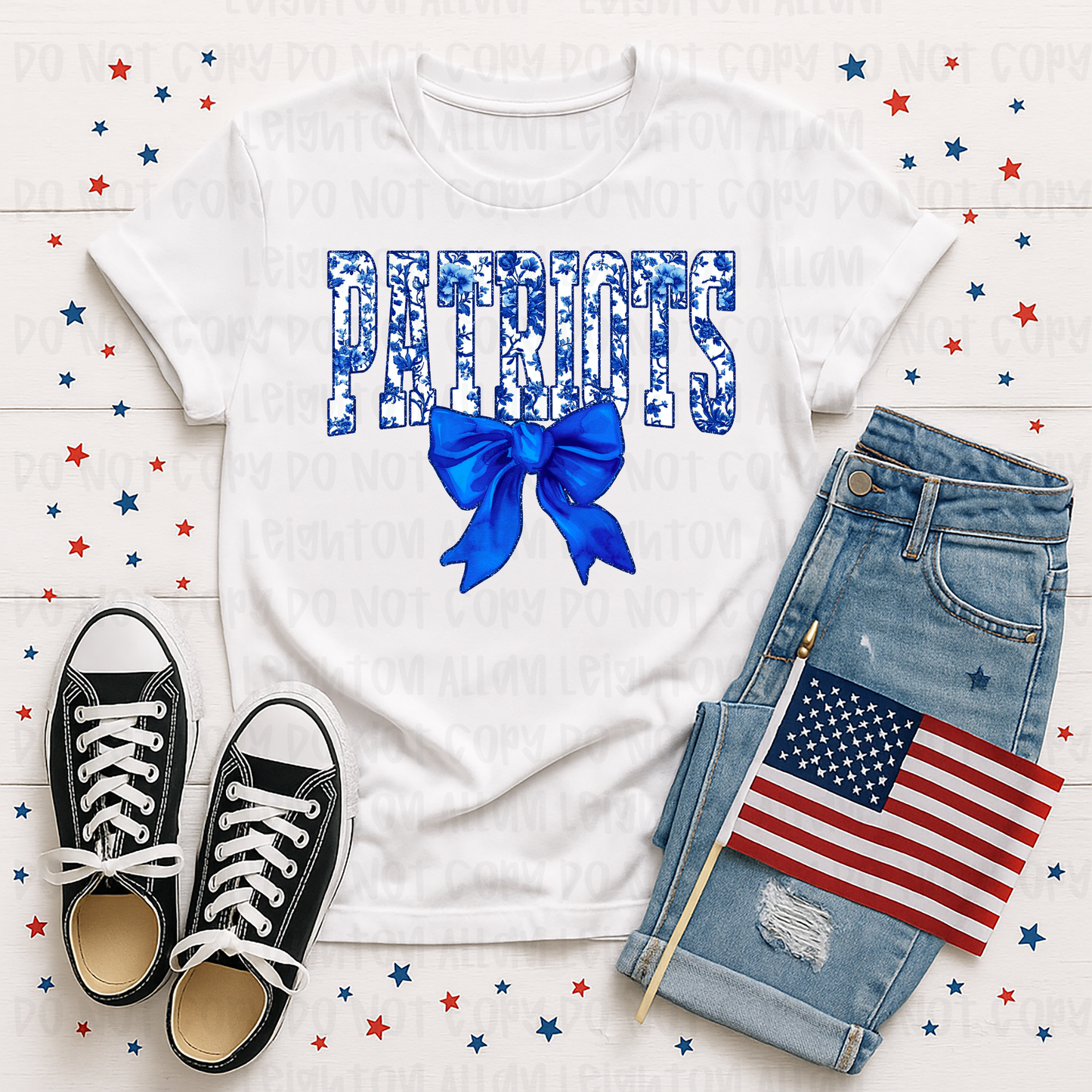 Patriots Pretty in Blue Bow Tee
