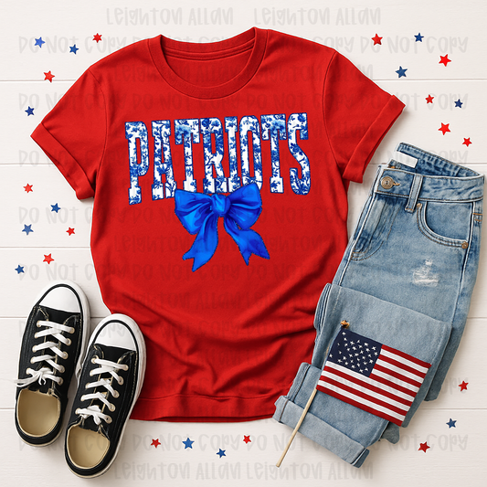 Patriots Pretty in Blue Bow Tee