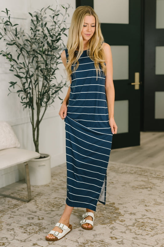 What a View Striped Sleeveless Maxi
