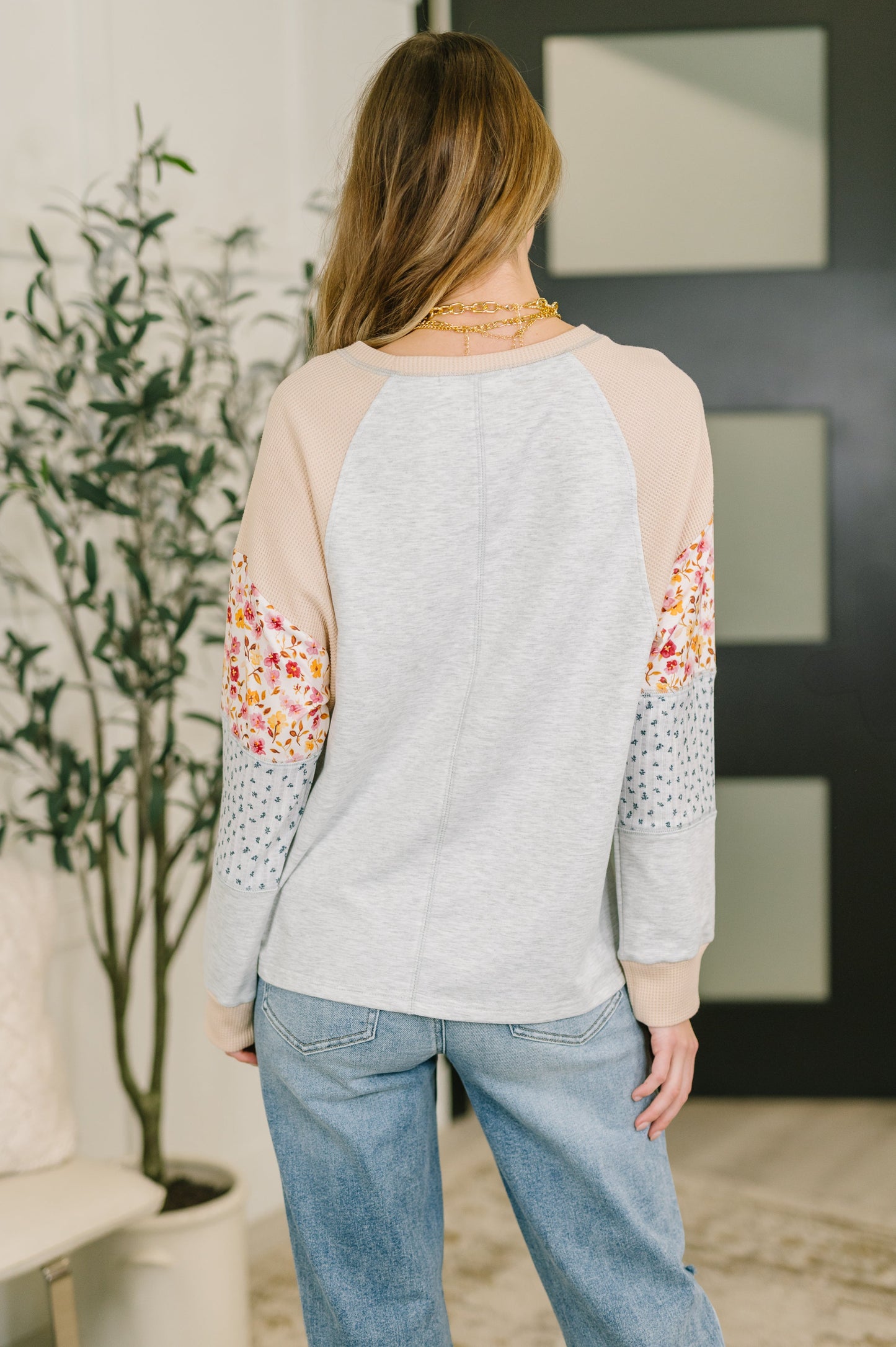Wondering Aloud Patchwork Long Sleeve Top- 3/3/2026 NEW