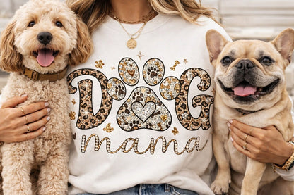 🐾 Dog Mama Shirt – Leopard Print Paw Graphic Tee – Cute Dog Lover Gift – Trendy Pet Mom Shirt