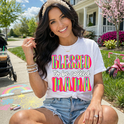 Blessed to Be Called Mama Shirt, Retro Mama Tee, Colorful Mom Shirt, Motherhood Graphic Tee, Cute Trendy Mom Gift, Mothers Day Shirt